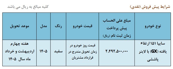 جزییات و شرایط ثبت نام وانت سایپا 151