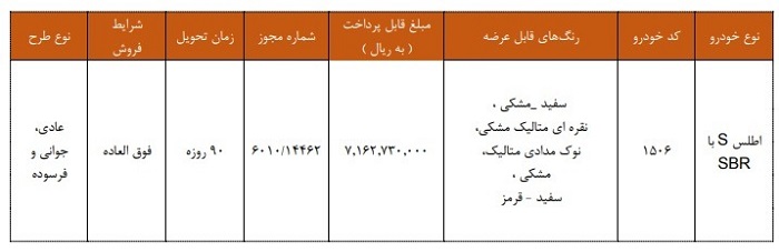 شرایط فروش اطلس s