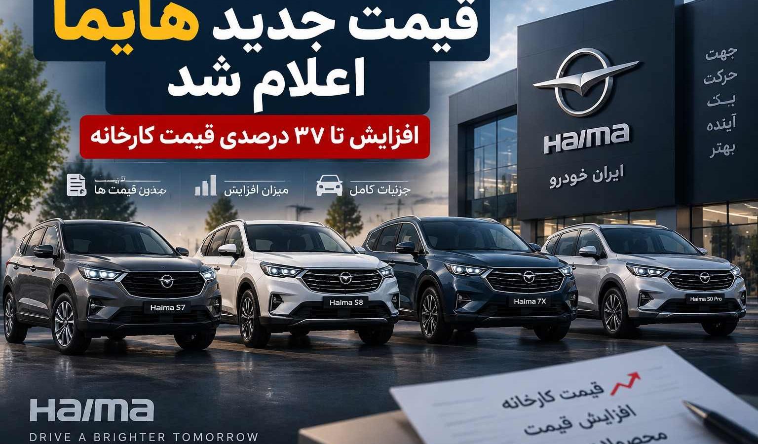 قیمت کارخانه هایما افزایش یافت؛ هایما 7X بیشترین رشد قیمت را ثبت کرد