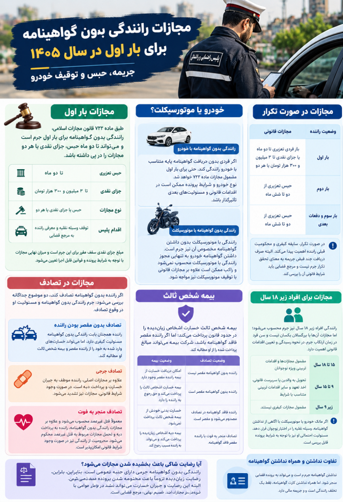 جریمه رانندگی بدون گواهینامه برای بار اول